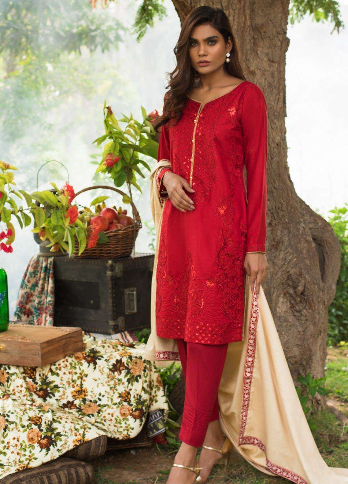 ZS Textile Embroidered Linen Unstitched 3 Piece Suit ZS19LN 8 - Winter Collection